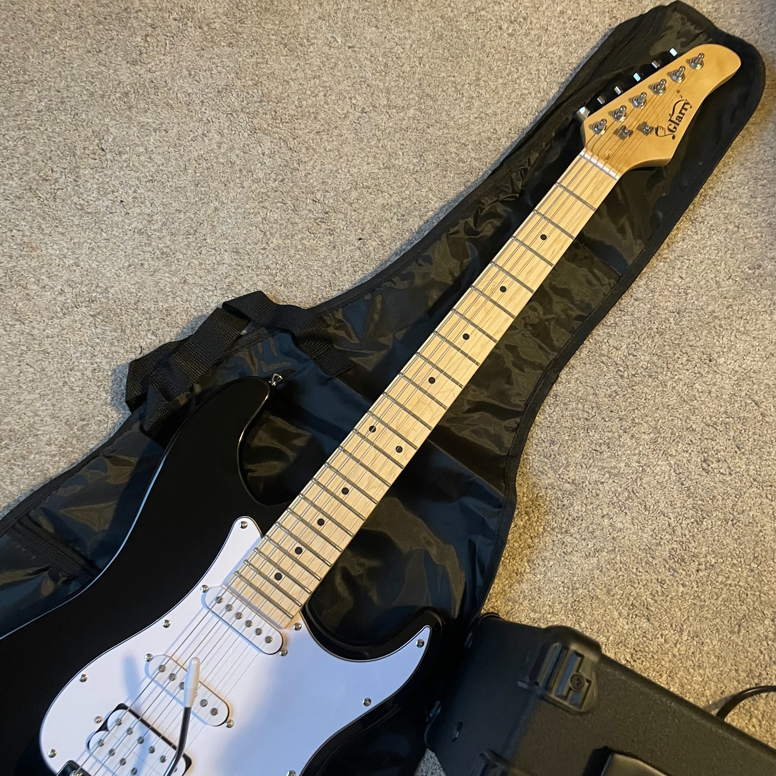 Full-Size Black Electric Guitar Starter Package with 20-Watt Amp, HSS Pickups