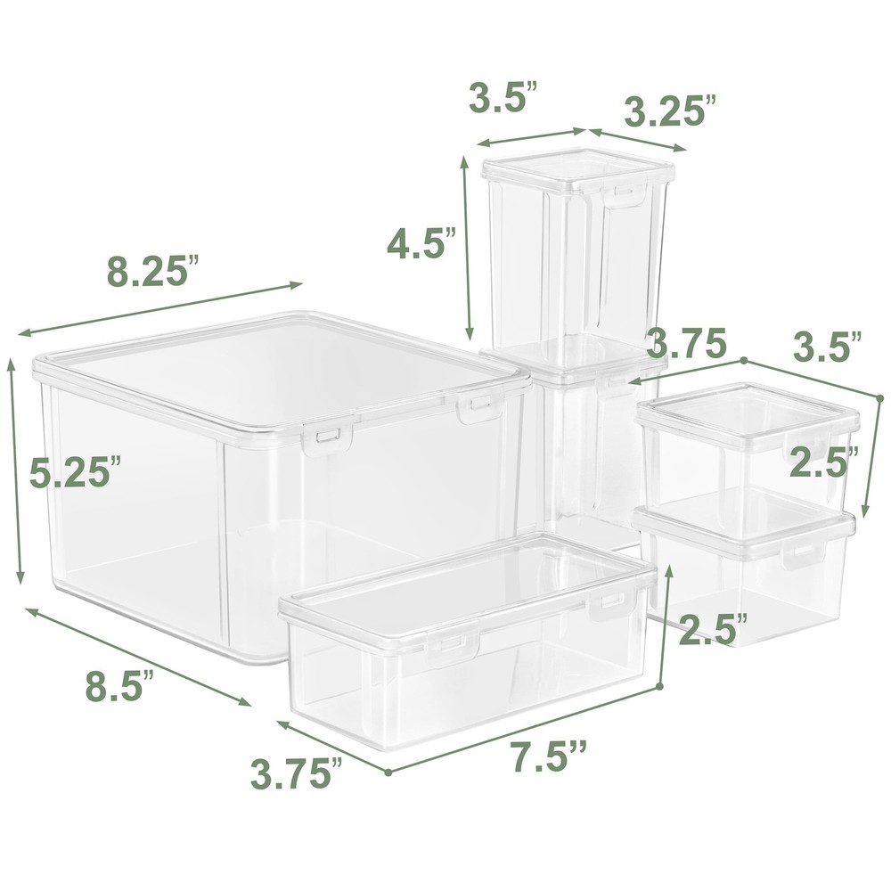 6-Piece Sewing & Craft Material Storage Container Set W/ Lids Storage Sewing
