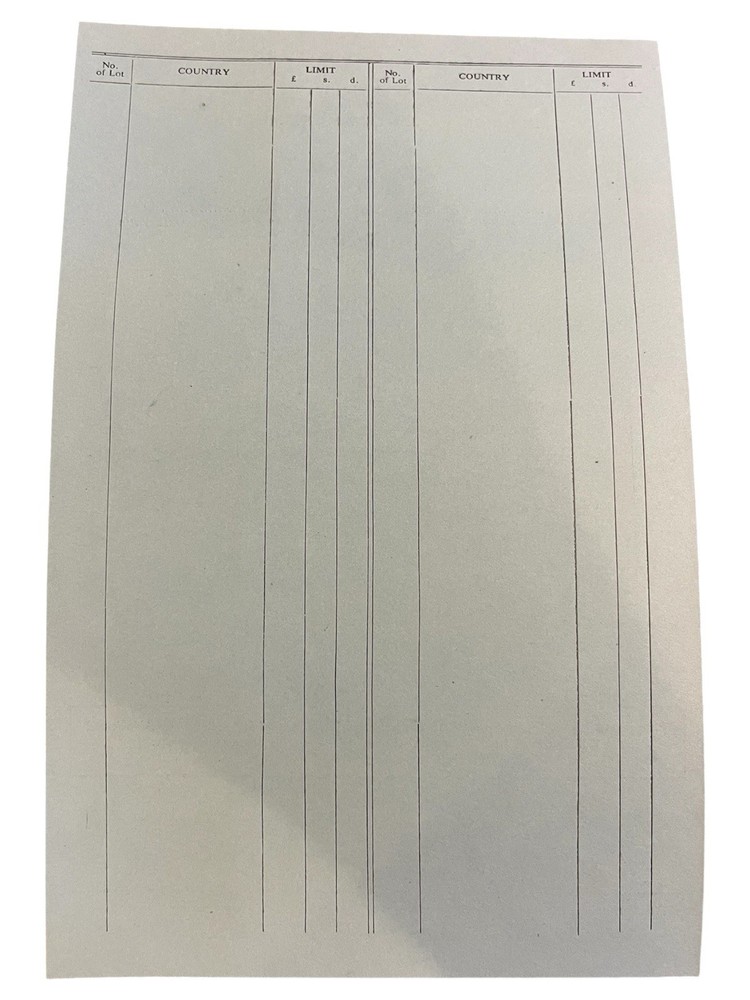 1958 Robson Lowe Foreign Auction Catalogue + Bid Form - Oct 8th Sale