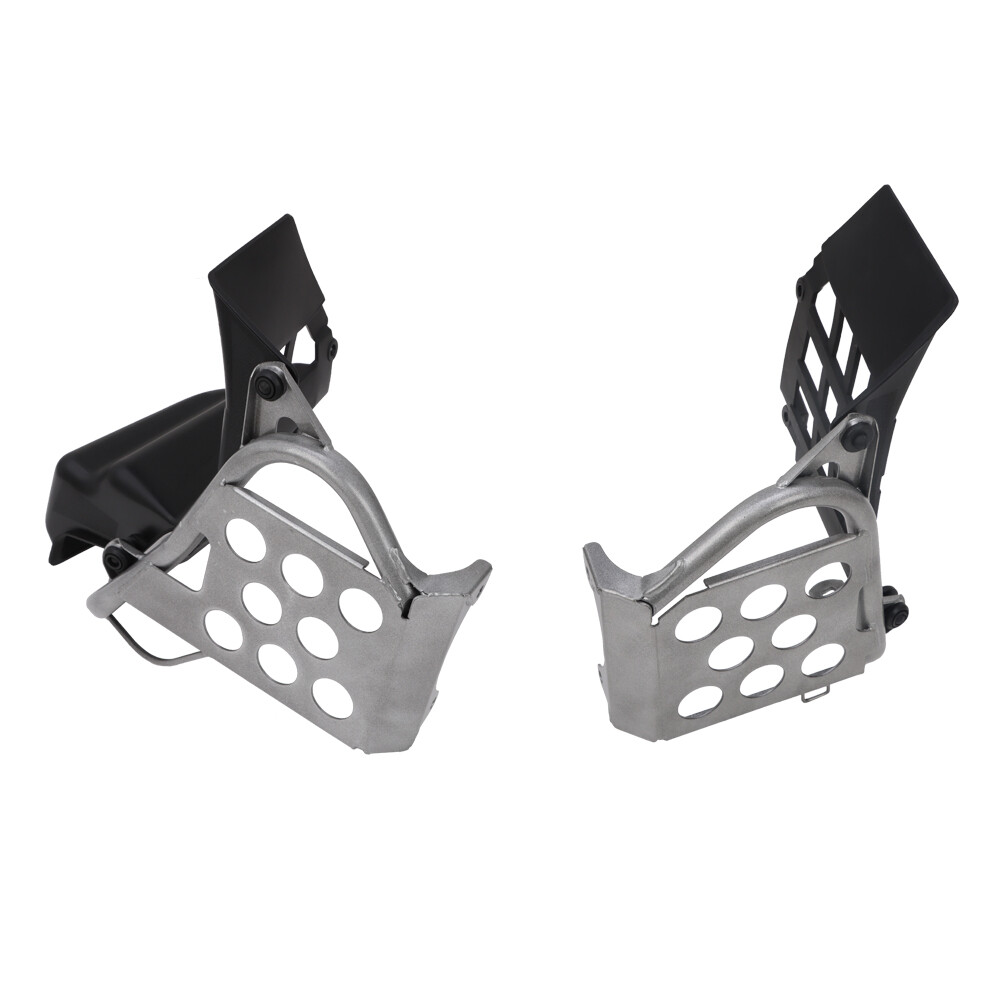 Heel Guards Footrest For 1990-2006 Yamaha Banshee LH+RH Nerf Bars Black+Silver