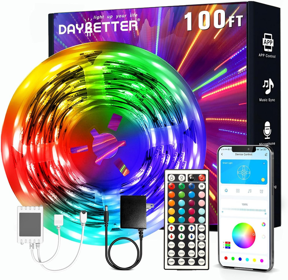 DAYBETTER LED Strip Lights 100ft, Smart Lighting with App Remote Control