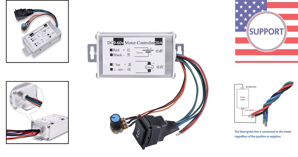 DC Motor Driver Module 9-60V with Potentiometer – 20A Regulation for Efficiency