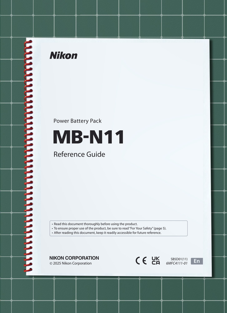 Nikon MB-N11 — Reference Guide Manual Documentation — 32 Pg — Half Size 5.5x8.5