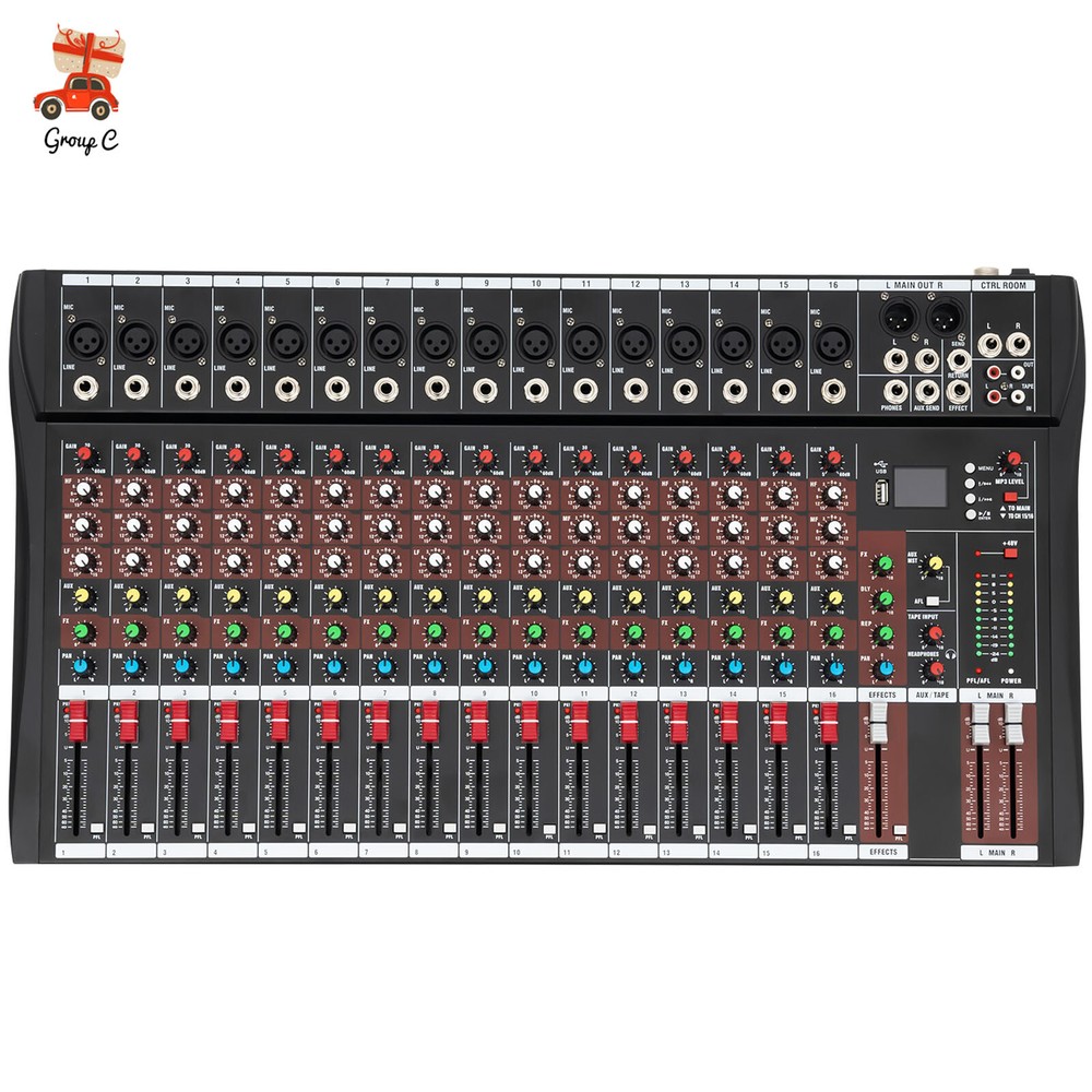 16-Channel Professional Mixer with Bluetooth, DSP & USB Connectivity