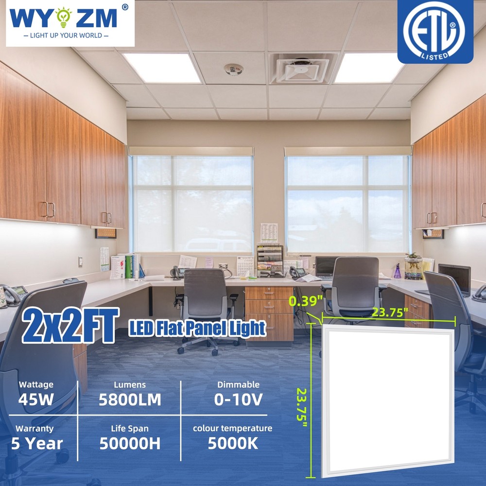 2-100Pack 2x2Ft LED Panel Light Drop Ceiling Flat Recessed Troffer Fixture 5000K