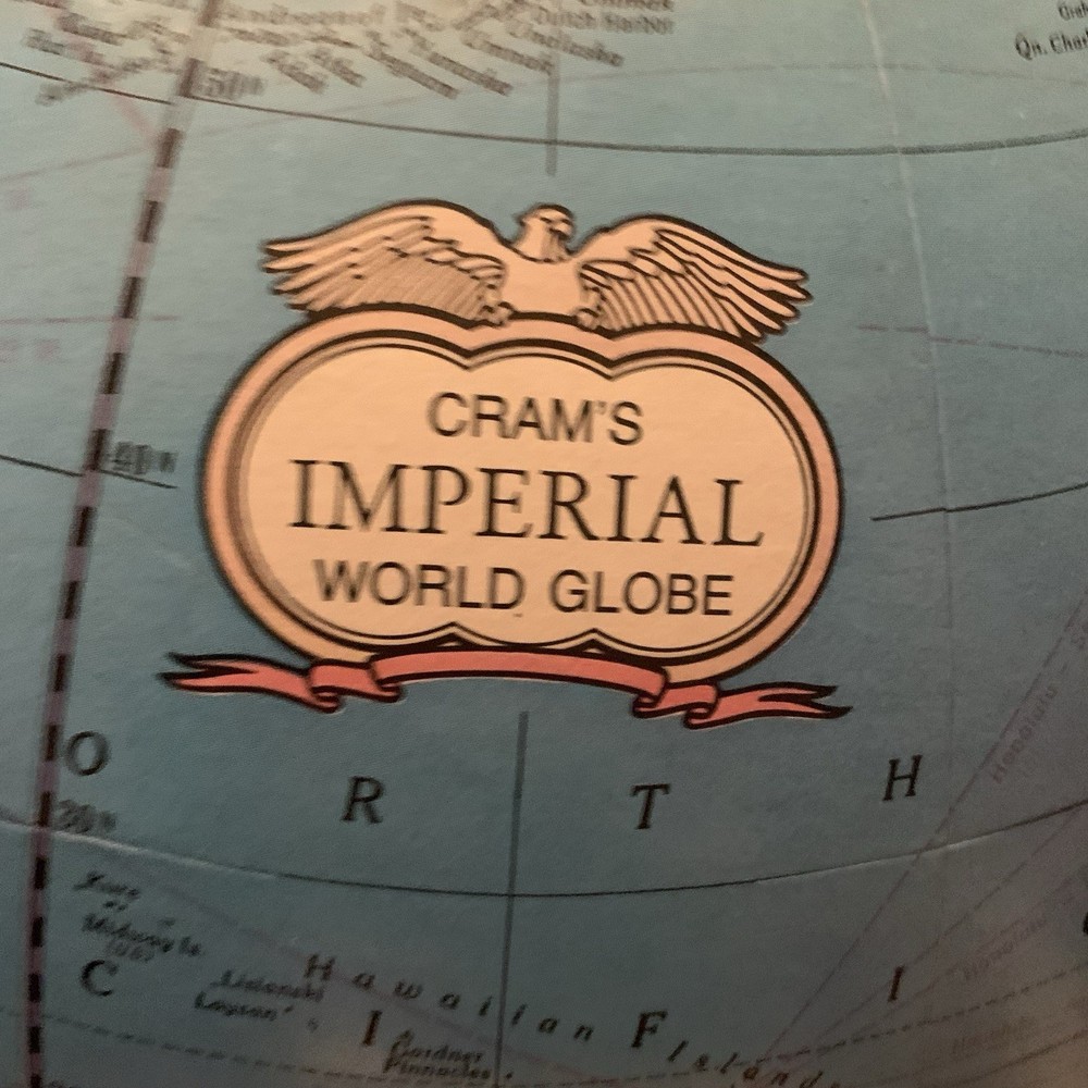 Vintage Cram’s Imperial 12” World Globe Metal Base-Rotating