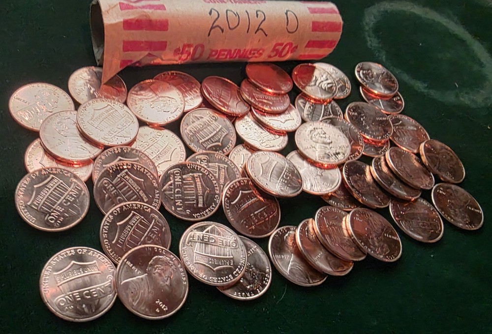 2012 D LINCOLN SHIELD CENT ROLL 50 COINS UNCIRCULATED