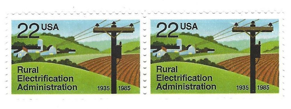 STAMP US SCOTT 2144 "Power Lines" 22 CENT 1985 MNG PAIR