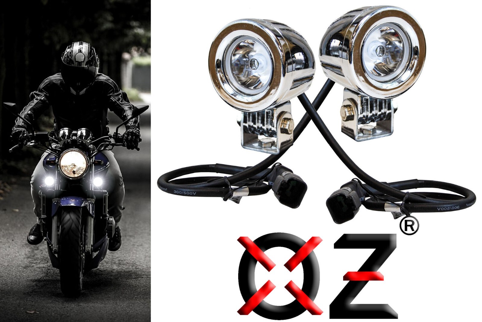 Chrome 20w LED lights spot motorcycle cruiser fog hid passing running white xl