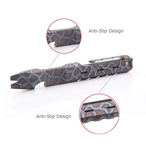 Titanium EDC Pry Bar with Nail Puller Bottle Opener Function with Multicolor