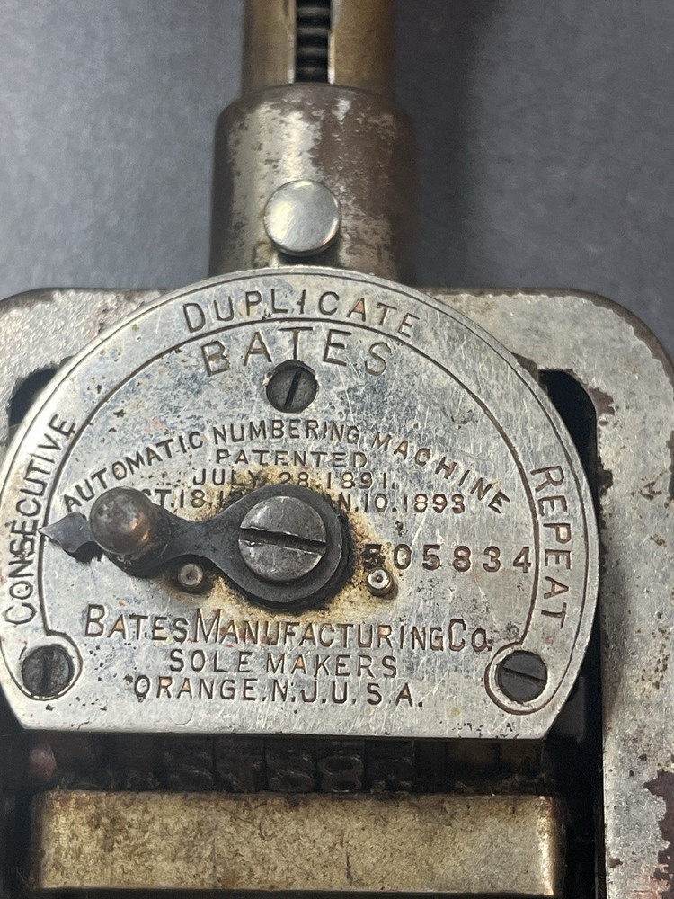 Antique Bates Automatic Numbering Machine 5 Wheel Style E Working Duplicate Stam