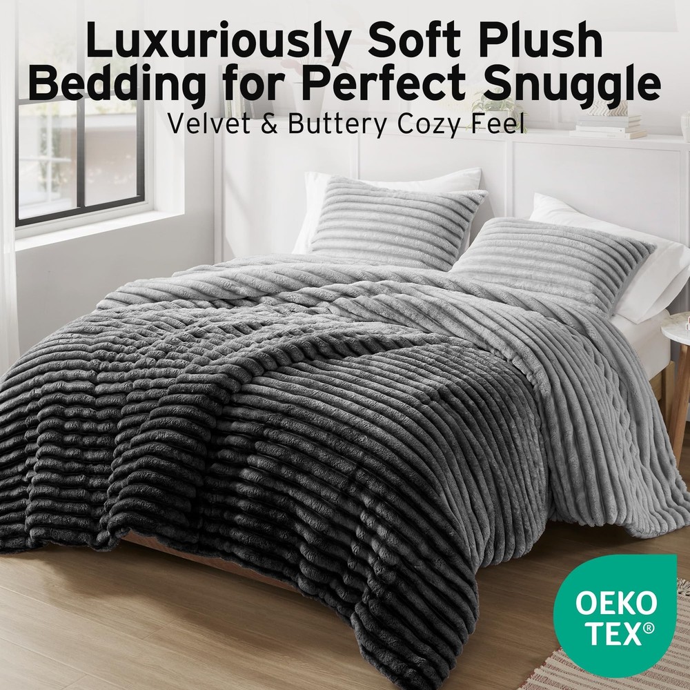 Intelligent Design Queen Comforter 3pc Grey Ombre