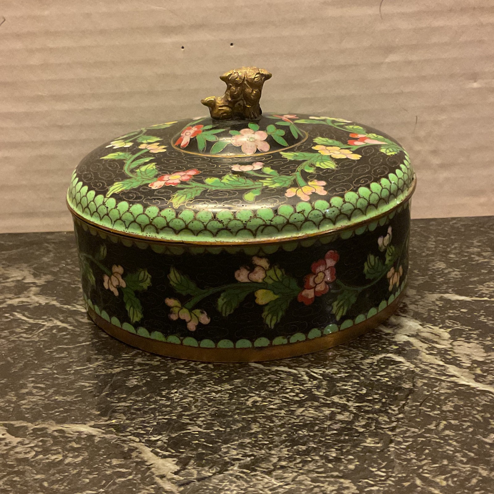 Vintage Chinese Cloisonné Lidded Keepsake Box – Foo Dog Finial