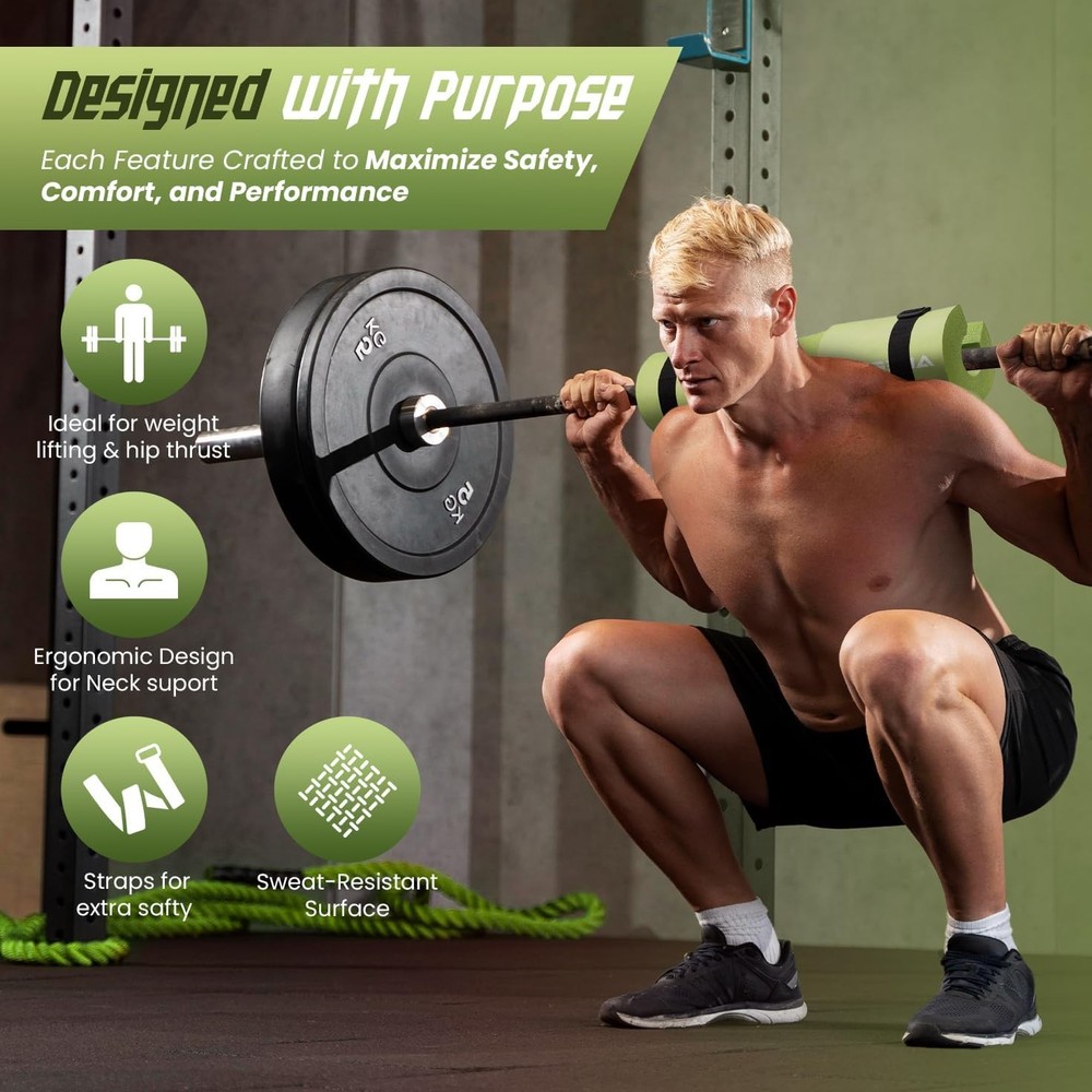 Barbell Pad for Squats & Hip Thrusts – 1.2” Extra-Thick High-Density Foam ?