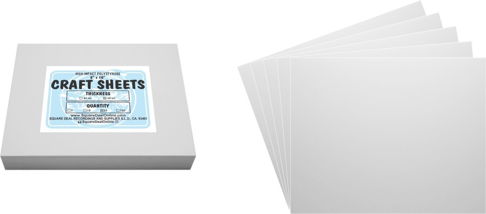 White Flex Plasticard Polystyrene Craft Sheets - 8"x10" - .060" thick - 25 Pack
