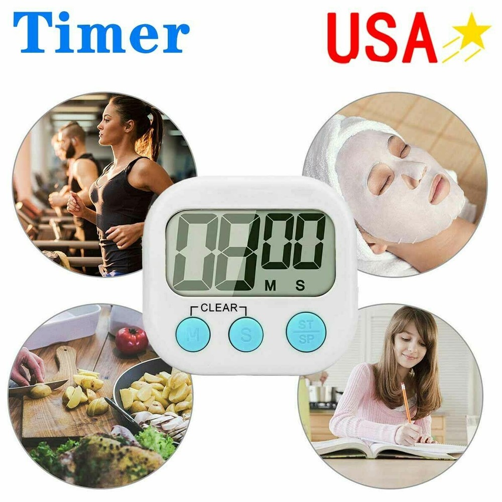 LCD Digital Large Kitchen Cooking Timer Countdown Clock Loud Alarm Magnetic USA