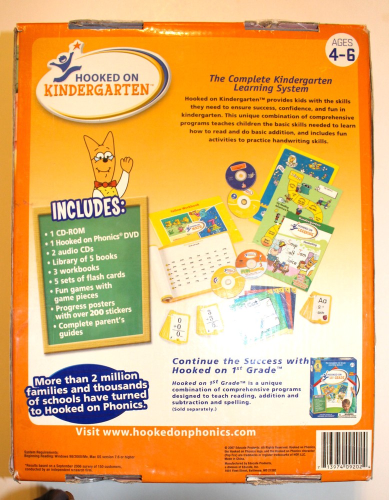 Hooked on Kindergarten Learning System Reading Math Writing Phonics Complete