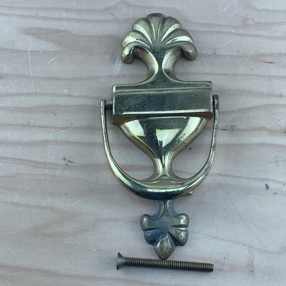 Vintage Ornate Solid Brass Door Knocker 7'' High.