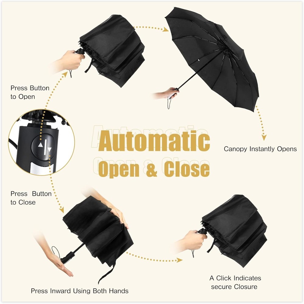 LEIFIDE 10 Pack Collapsible Wedding Umbrellas Bulk Compact Set Black