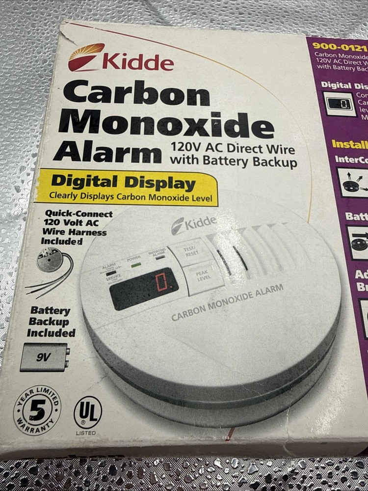 Kidde Hardwired Carbon Monoxide Detector with 9-Volt Battery Backup, Digital LED