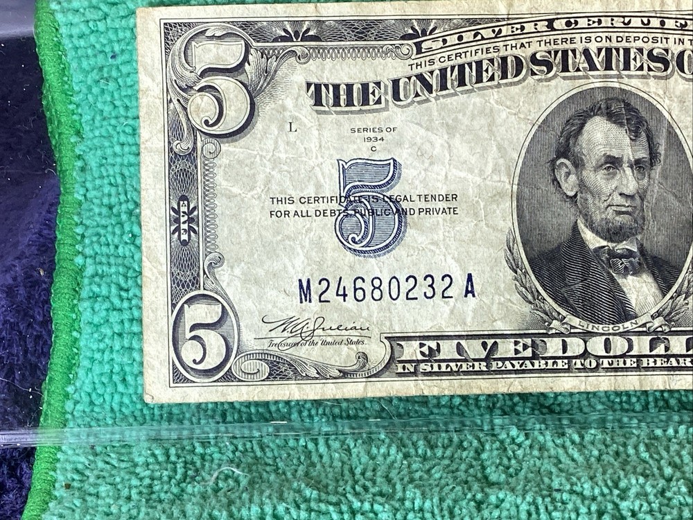 1934 C $5 SILVER CERTIFICATE