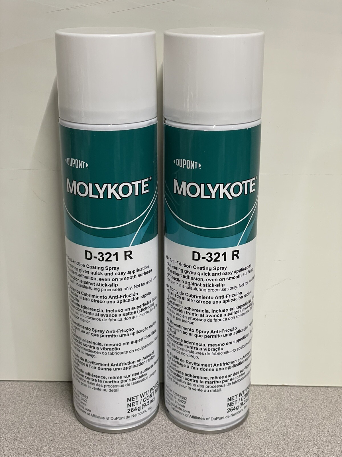 2 Cans Dupont Molykote D-321 R  Anti-Friction Coating Spray 9.3oz Each Can D321R