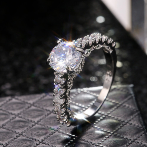 2Ct Lab Created Diamond Solitaire Engagement Ring 14K White Gold Over
