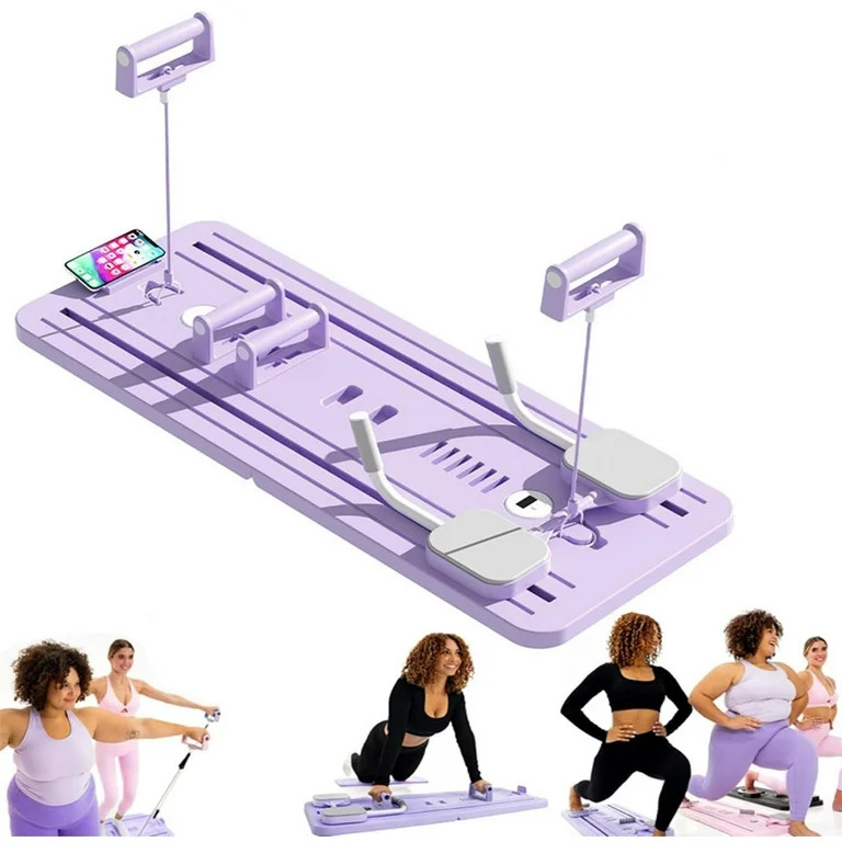 Multi-Purpose Foldable Pilates Reformer Board set for Home (Purple)