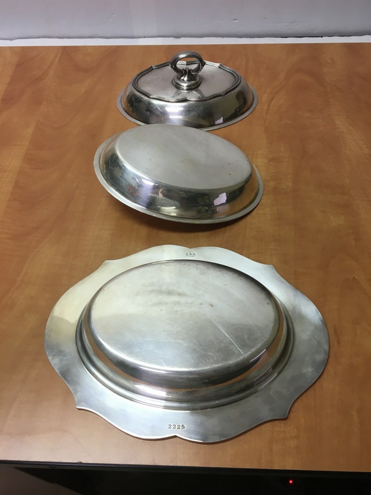 Vintage Sheffield Silver Co Divided Vegetable Serving Bowl Dish with Lid #2225