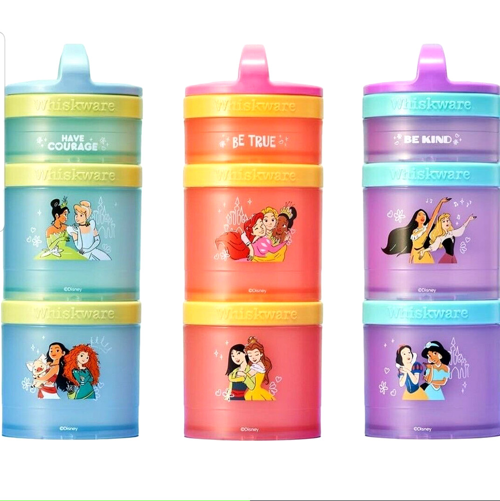 Disney Princess Stackable Snack Containers for Toddlers & Kids Whiskware 3 Pack
