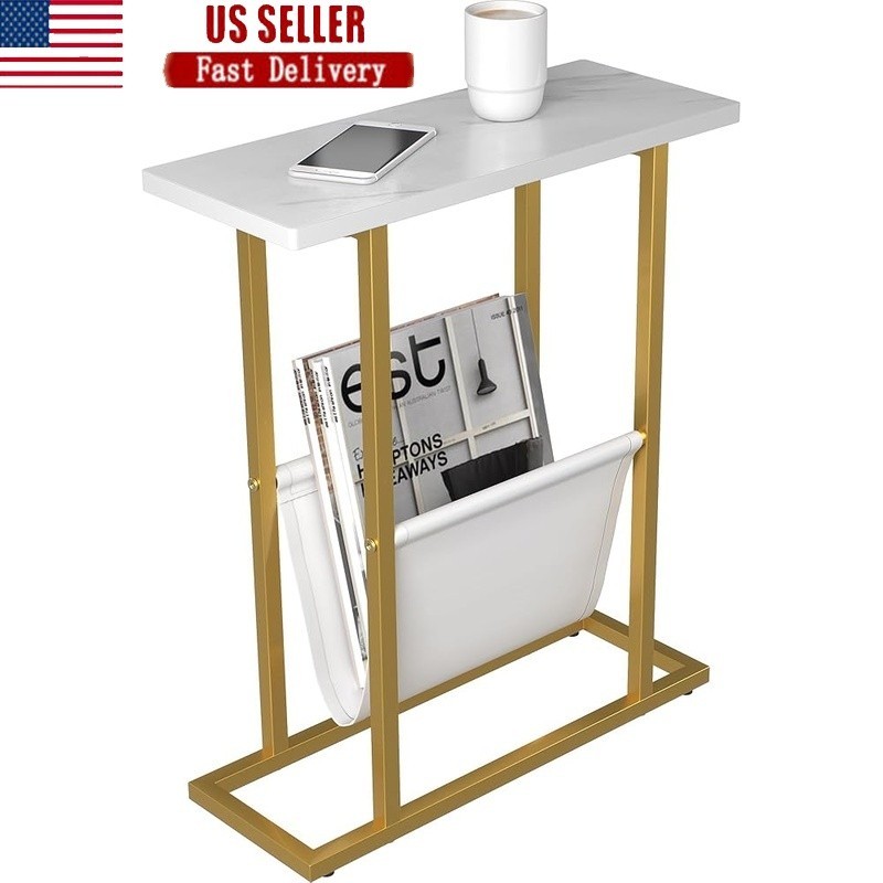 Narrow End Table W/ Storage Bag Multi-Purpose Sofa Table Easy Assembly New