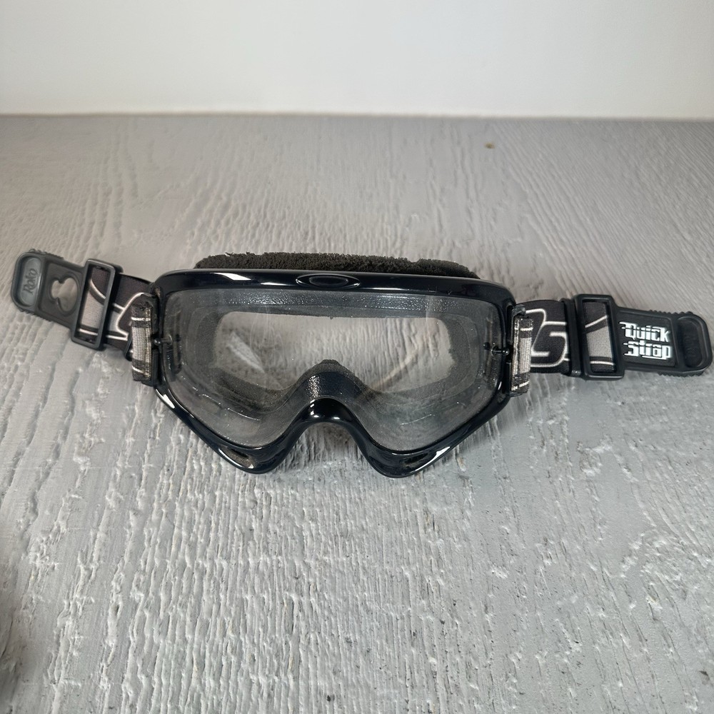 Oakley MX Goggles Black Frame Clear Lens Roko Quick Strap System