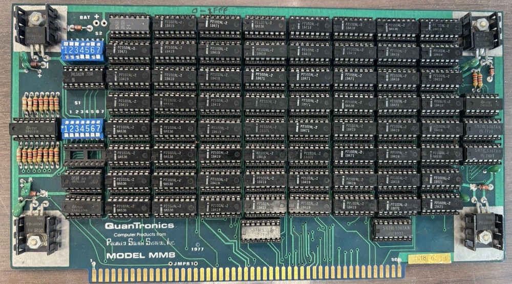 Quantronics Problem Solver System Model MM8 8K Static RAM S-100 Board IMSAI 8080