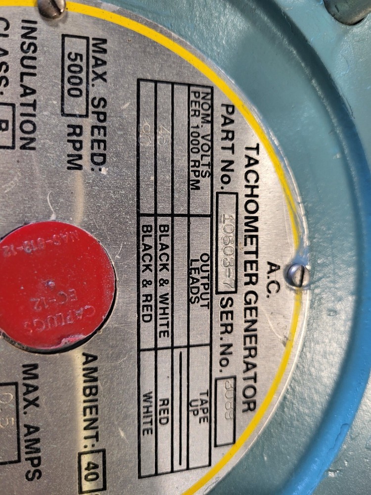 BALDOR A.C. TACHOMETER GENERATOR PART NO: 10803-7