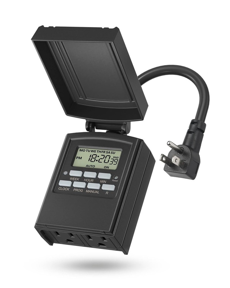 Weatherproof Digital Outdoor Timer with 8 Programs & Easy Push Button Control