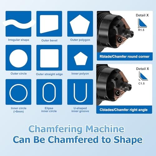 Handheld Mini Pneumatic Chamfering Tool - 45° Tile Beveling Air Tool Kit for Met