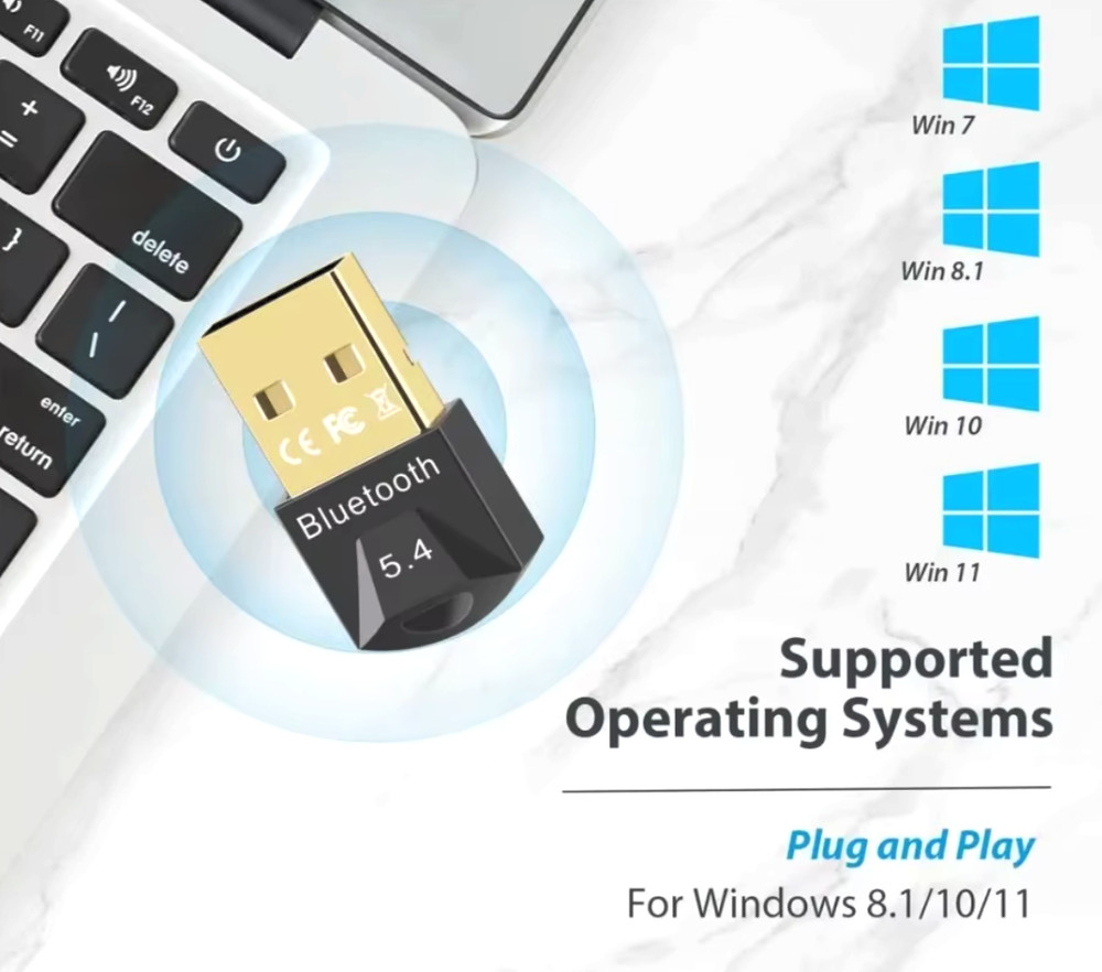 USB 2.0 Bluetooth 5.3 Dongle Adapter Wireless Transmitter Receiver for Laptop PC