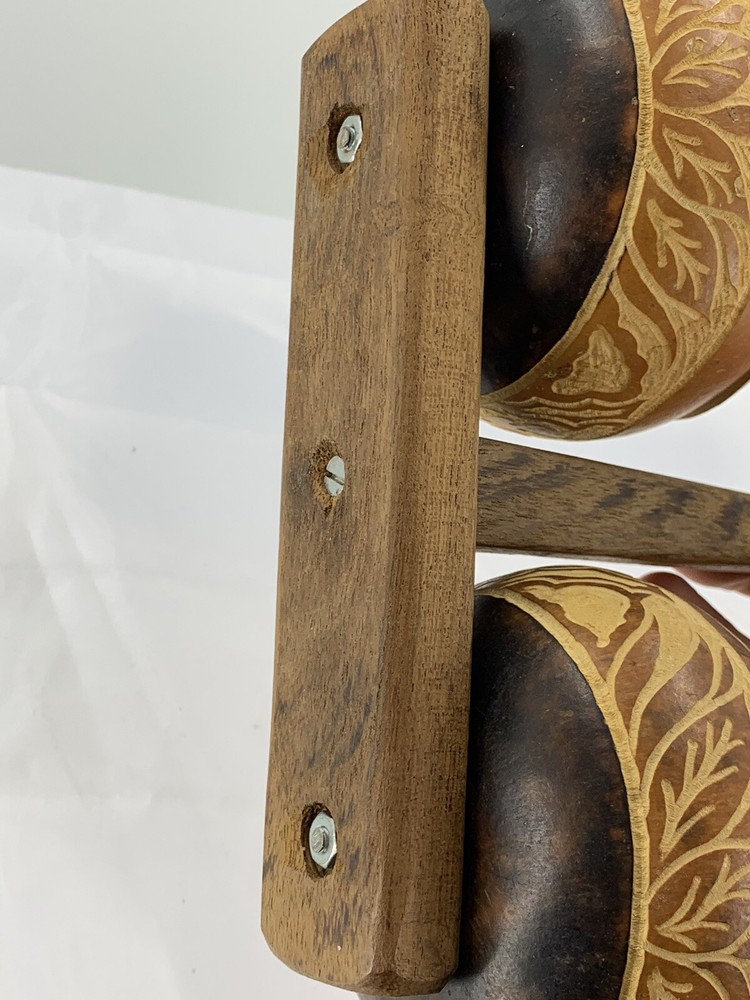 Natural Dried Gourd Storage Containers with Solid Wood Holder Decorated