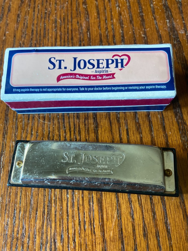 Vintage ST. JOSEPH Aspirin Hohner Harmonica with Box and Instructions