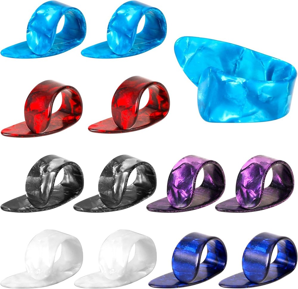 12pcs Thumb Picks Medium Finger Picks, 6 Colors Flat Medium, Color Style-1