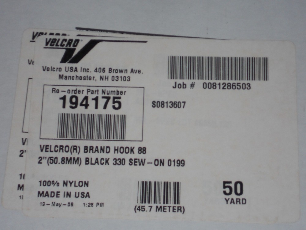 Velcro Brand 2" Wide Hook and Loop Set SEW ON TYPE 2 YARDS