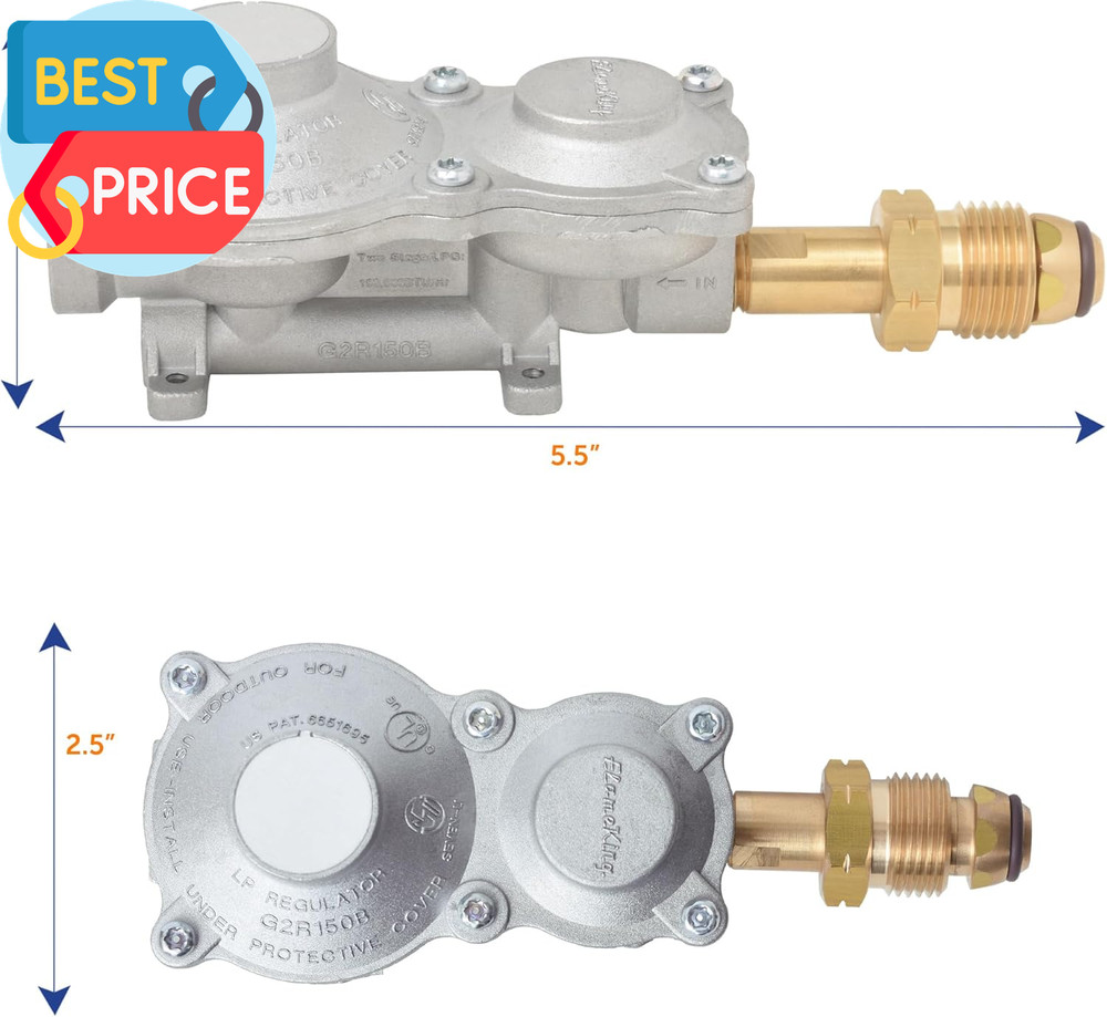 2 Stage Propane LP Horizontal Super Compact Regulator with POL for RV Vans