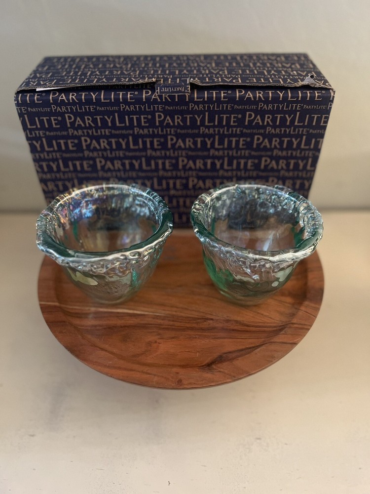 Lustrous Glass Tealight Holder Pair-Party lite