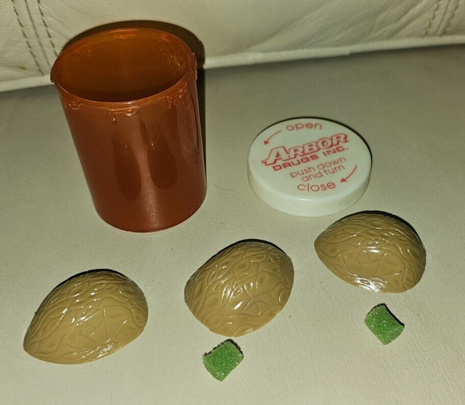 Vintage Shell and Pea Plastic Walnut Three Shell Magic Trick Gag Illusion Prop