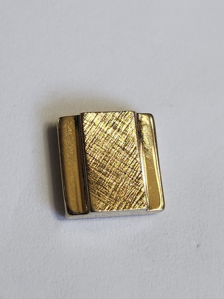Gold Colored Rectangle Tie Tack with Chain & Bar - Textured Finish