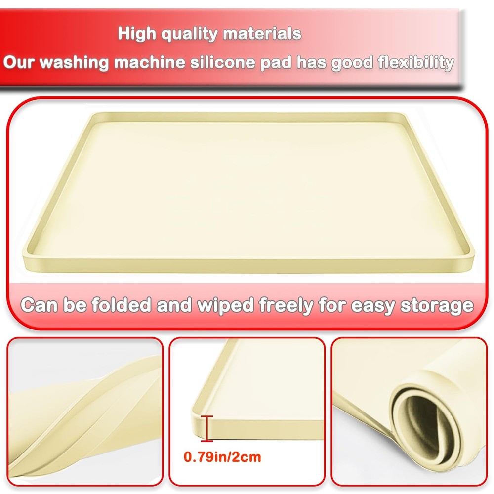 Washer Drain Pan 27Ã—27inch Silicone Mat Multi-function Non Slip Drip Tray With