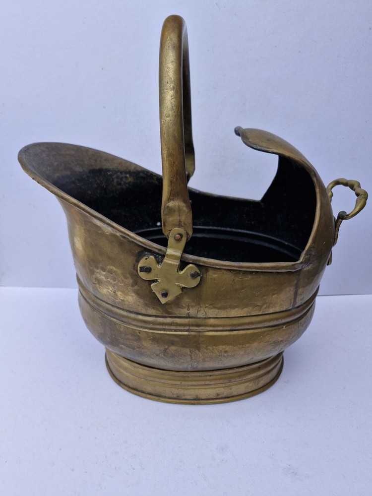 Vintage Large Helmet Brass Coal Scuttle