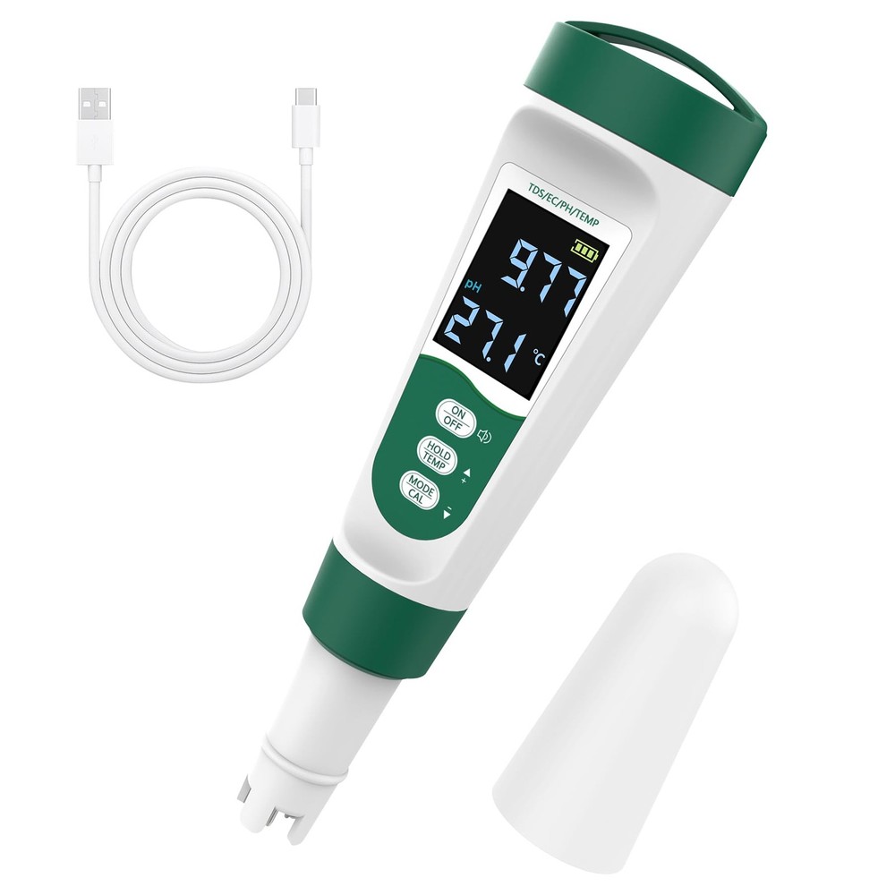 5-in-1 Digital PH Meter, with Voice Function, PH/TDS/EC/Temp/Salt Pool Salt T...