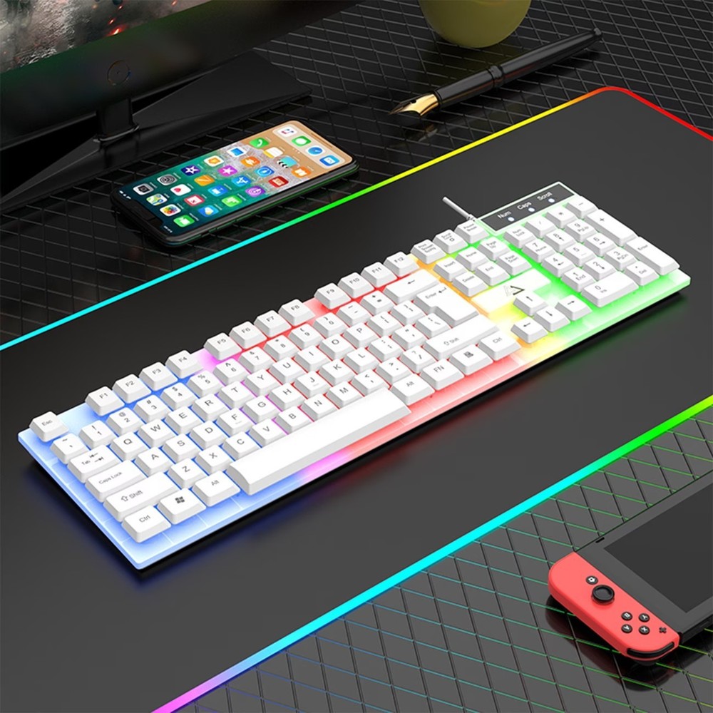 Rainbow LED Gaming Wired Keyboard and Mouse Set Multi-Colored Backlight Mouse