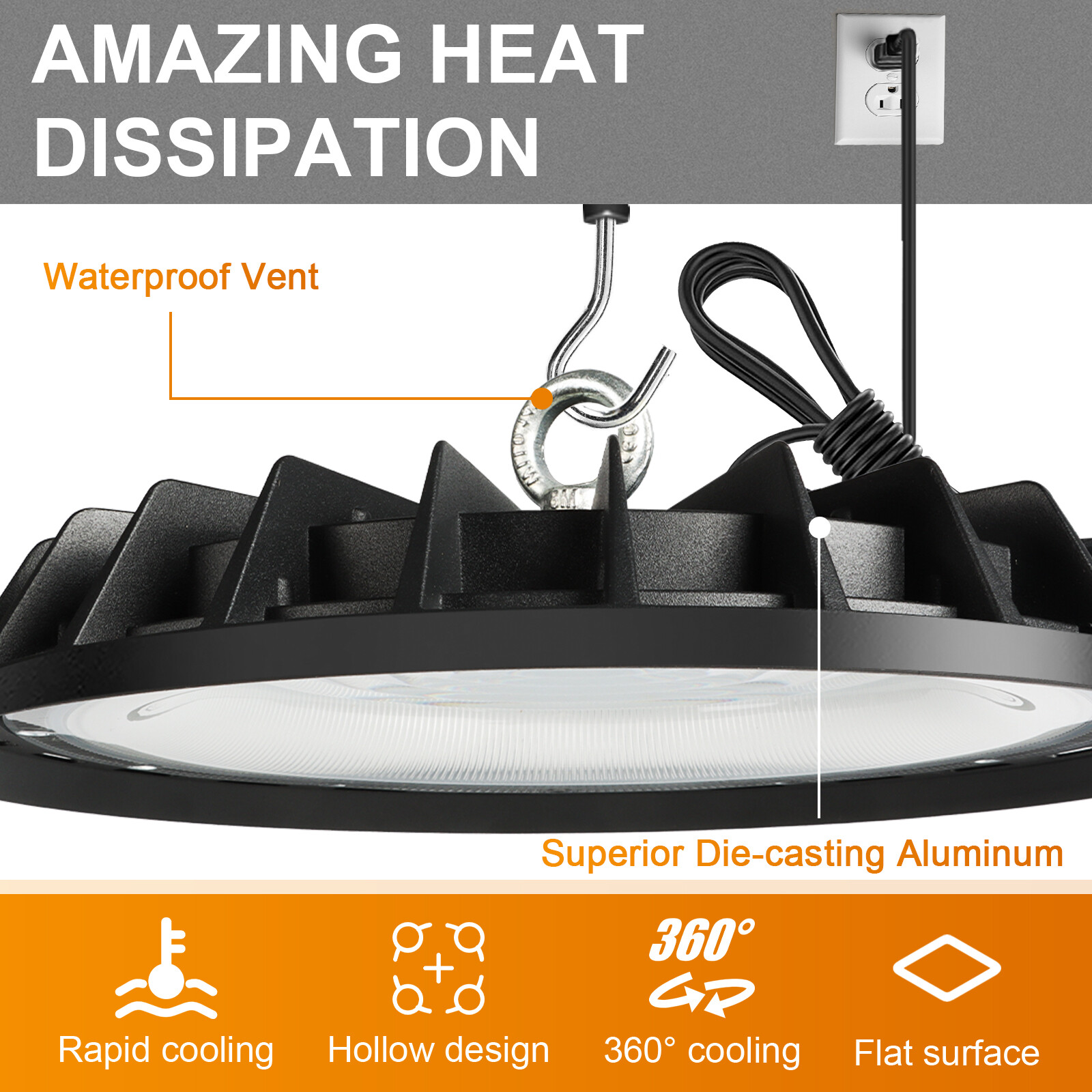 8 Pack 200W UFO Led High Bay Light Commercial Industrial Warehouse Shop Lights